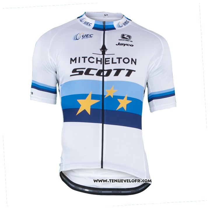 2018 Maillot Ciclismo Mitchelton Scott Champion Europe Manches Courtes et Cuissard